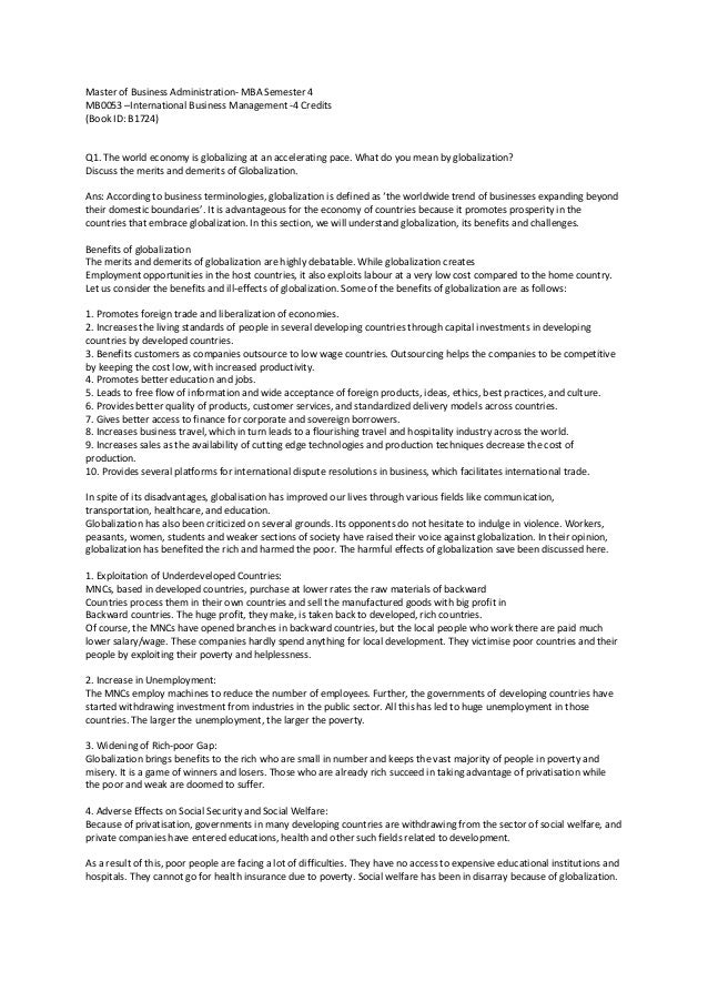 mb0053 write a note on globalization articles importance of globalization